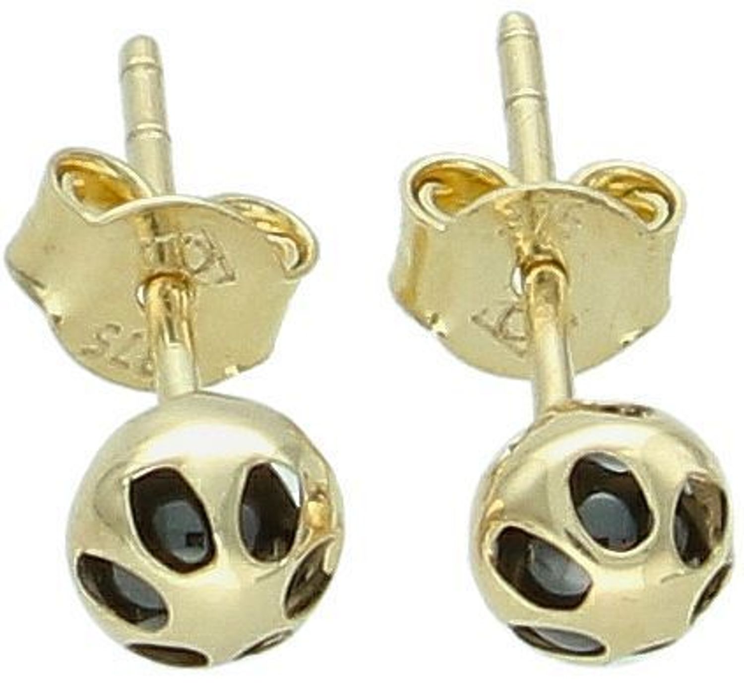 Kolczyki złote wkrętki kulki złoto czarne, próba 375 KL 6317 375. Kolczyki damskie małe kuleczki złote. Kolczyki złote na prezent. Małe złote kolczyki. Złota biżuteria damska.1.jpg